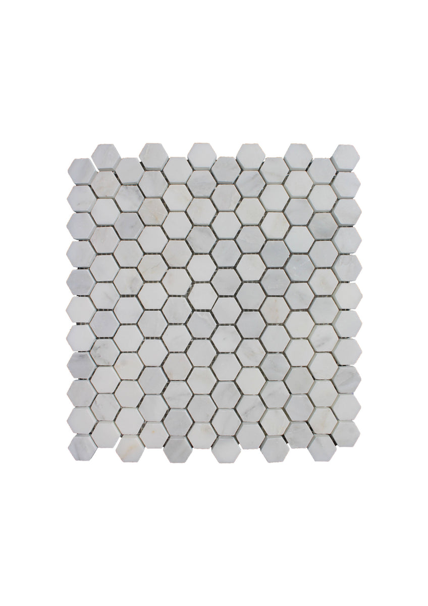 Little Tile Company | Plaka White Marble Small Hexagon Mosaic | Tiles ...